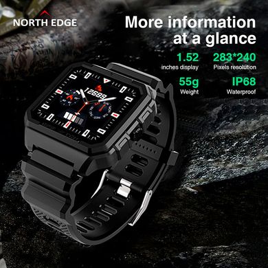 Смарт-часы NORTH EDGE ALPHA PRO | GPS, Beidou, Glonass и Galileo, HeartRate, IP68| Black