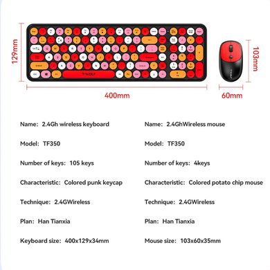Бездротова Клавіатура та Миша TWolf TF350 2.4G ретро стиль 1600 DPI USB red
