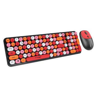 Бездротова Клавіатура та Миша TWolf TF350 2.4G ретро стиль 1600 DPI USB red