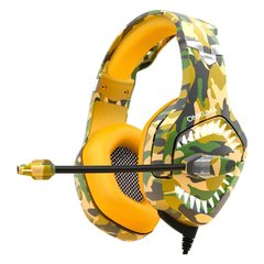 Ігрові навушники Onikuma K1 Pro з мікрофоном і LED підсвічуванням провідні Camouflage Yellow
