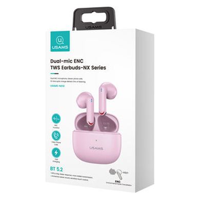 Бездротові навушники Bluetooth гарнітура з мікрофоном USAMS NX10 BT5.2, 35/320mAh, 5h | Pink