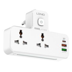 Мережевий подовжувач фільтр LDNIO SC2311, 2 Розетки + 2 USB + 1 Type-C, Швидка зарядка Quick Charge 3 з ночником