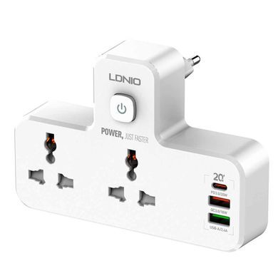 Мережевий подовжувач фільтр LDNIO SC2311, 2 Розетки + 2 USB + 1 Type-C, Швидка зарядка Quick Charge 3 з ночником