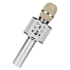 Микрофон Bluetooth караоке с колонкой Hoco BK3 silver