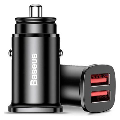 Автомобільний зарядний пристрій швидкий Baseus Square Metal QC 3.0 30W 2USB