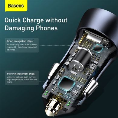 Автомобільний зарядний пристрій із швидкою зарядкою BASEUS Type-C cable Golden Contactor Pro 2USB, 5A/40W, QC