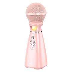 Микрофон Bluetooth караоке с колонкой Hoco BK6 pink