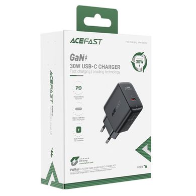 Сетевое зарядное устройство Acefast A21 GAN, Type-C, 3A, 30W, PD, QC 3.0 Black адаптер с быстрой зарядкой