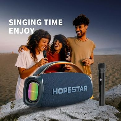 Портативная беспроводная Bluetooth колонка Hopestar A40 с Микрофоном Караоке |70 Вт, Bluetooth| Cиний