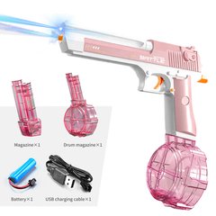 Водяний пістолет акумуляторний електричний watergun desert eagle з 2 обоймами для води рожевий