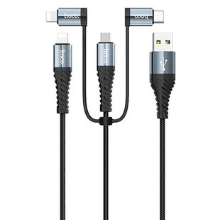 Кабель для зарядки 4 в 1 HOCO X38 Combo Lightning Micro USB Type-c 1m, 2.4A