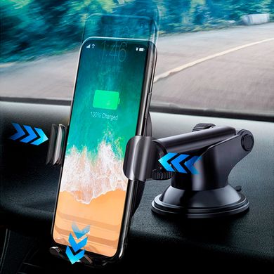 Автомобильный держатель с беспроводной зарядкой Baseus Gravity Car Mount (Osculum Type) 1.7A 10W холдер для телефона Black