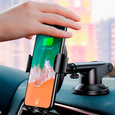 Автомобільний тримач із бездротовою зарядкою Baseus Gravity Car Mount (Osculum Type) 1.7A 10W холдер для телефону Black