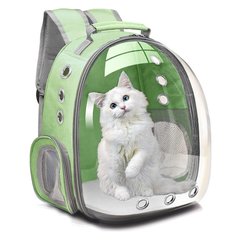 Рюкзак-переноска прозрачный водонепроницаемый для кошек и собак LK202310-4 до 7 кг Зеленый