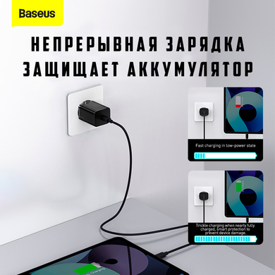 Сетевое зарядное устройство BASEUS Super Si quick charger |1Type-C, 3A/30W, PD/QC| CCSUP-J01 адаптер с быстрой зарядкой