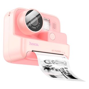 Детская цифровая фото-видео камера c моментальной печатью HOCO Dual lens children printing camera DV200 pink