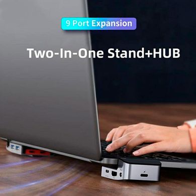 HUB адаптер USB Baseus Armor Age Type-C Bracket Multifunctional HUB Adapter Space 3USB*3.0, Type-C, 4KHDMI, AUX, RG45 переходник хаб CAHUB-AJ0G