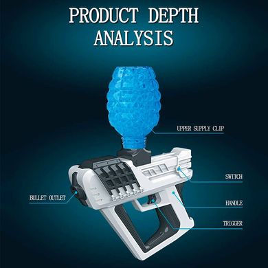 Водяний Пістолет автомат із гідрогелевими кульками на воді Water Bullet Gun Дитячий Бластер Білий