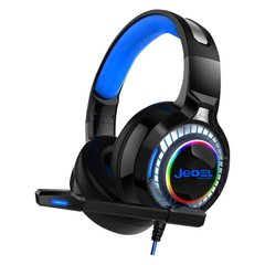 Игровые наушники Jedel GH202 с микрофоном и RGB подсветкой проводные Black/Blue