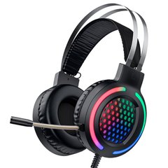 Игровые наушники НОСО Gaming LED RGB Headphones ESD03 с микрофоном и LED RGB подсветкой проводные Black
