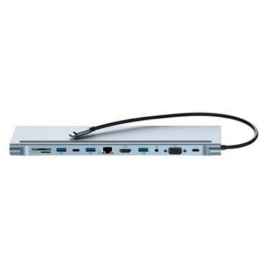 HUB адаптер XO HUB010 Type-C to 4K HDMI/ VGA /RJ45 /AUX /SD/TF /Type-C /1xUSB3.0 /3xUSB2.0