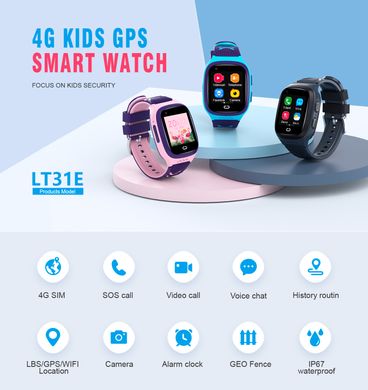 Детские смарт-часы LT31E Smart watch |Call, GPS, GSM, SIM| Black