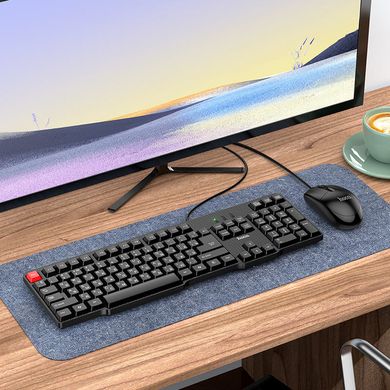 Проводная клавиатура с мышью HOCO Business keyboard and mouse set GM16 RU/ENG раскладка Black