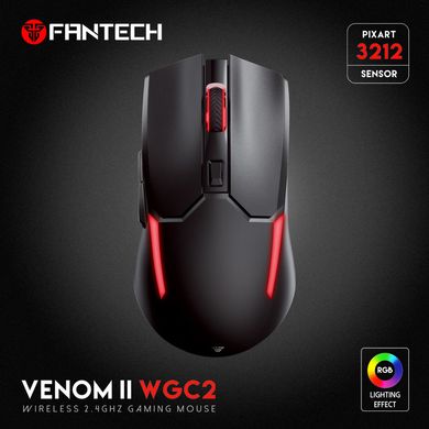 Ігрова комп'ютерна миша Fantech WGC2 Venom II 2.4Ghz бездротове RGB підсвічування black