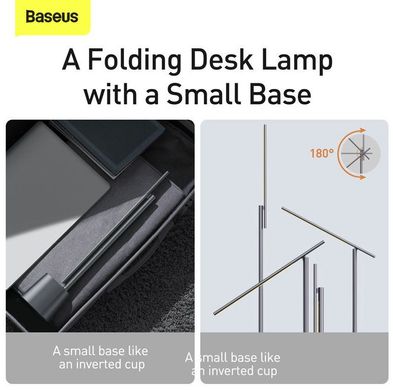 Настільна лампа LED світлодіодна бездротова BASEUS Smart Eye Series Rechargeable Folding Reading Desk Lamp DGZG-0G