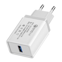 Сетевое зарядное устройство iLoungeMax Olaf Qualcomm USB 3.5A, 18W, QC 3.0 White адаптер с быстрой зарядкой