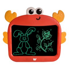 Графический планшет Animals Crab цветной для рисования со стилусом детский беспроводной LCD 8.5 дюймов Red