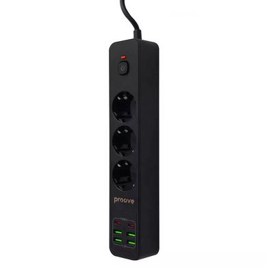 Сетевой удлинитель фильтр Proove Power Socket P-03 (3 розетки + 4 USB + 2 Type-C) 2М