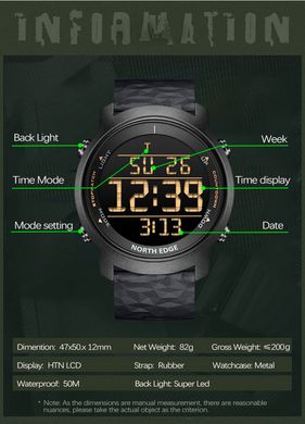 Смарт-часы NORTH EDGE Laker 2 |Track, 5 ATM/bar| Black