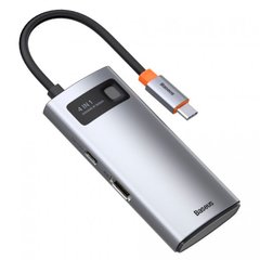 HUB адаптер USB BASEUS Type-C Metal Gleam Series 4-in-1 2USB, HDMI, Type-C, 100W PD перехідник хаб CAHUB-CY0G