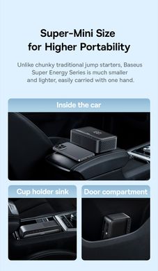 Пусковое зарядное устройство бустер Baseus Super Energy Series 4-in-1 Car Jump Starter компрессор Черный