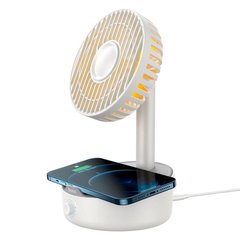 Вентилятор з бездротовим зарядним пристроєм BASEUS wireless charger with oscillating fan | 10W Qi | white