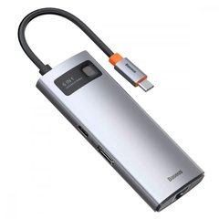 HUB адаптер USB BASEUS Type-C Metal Gleam Series 6-in-1 3USB, HDMI, Type-C, 100W PD, LAN перехідник хаб CAHUB-CW0G