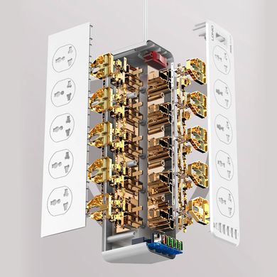 Мережевий подовжувач фільтр Ldnio SC10610, 10 Розеток + 5 USB + 1 Type-C, 2 м, швидка зарядка Quick Charge 3