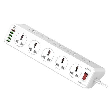 Мережевий подовжувач фільтр Ldnio SC10610, 10 Розеток + 5 USB + 1 Type-C, 2 м, швидка зарядка Quick Charge 3