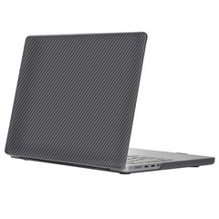 Чехол Накладка Конверт WIWU iKavlar Crystal Shield MacBook Pro 14,2" 2021 с ножками Черный Карбон Пластик