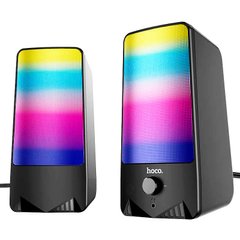 Компьютерная акустика колонка для пк HOCO RGB Rhythmic Spectrum desktop speaker DS14 |10W, AUX, Mic| Black