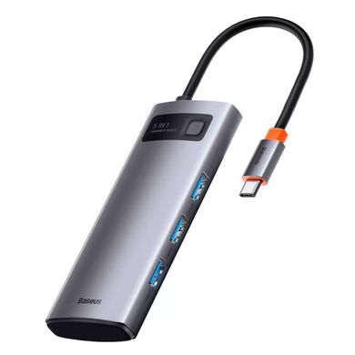 HUB адаптер Baseus Metal Gleam Series 5-in-1 3xUSB3.0 + 4KHD + Type-C переходник хаб