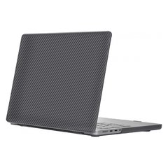 Чехол Накладка Конверт WIWU iKavlar Crystal Shield MacBook Pro 16.2" 2021 с ножками Черный Карбон Пластик