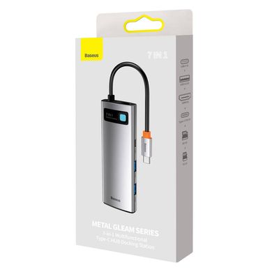 HUB адаптер Baseus Metal Gleam Series 7-in-1 2xUSB3.0 + 4KHD + Type-C + Type-C PD+ TF + SD перехідник хаб