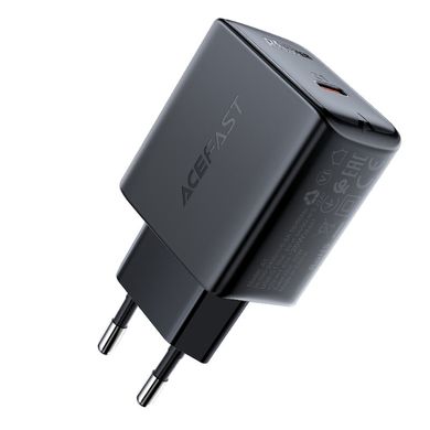 Мережевий зарядний пристрій Acefast A1 Type-C 2.4A, 20W, PD, QC 3.0 Black адаптер із швидкою зарядкою