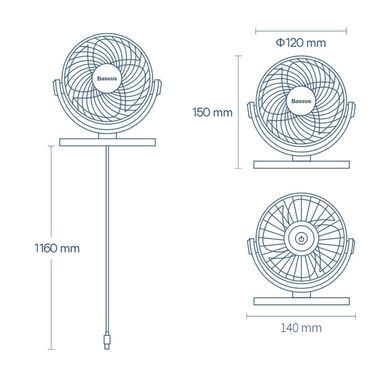 Портативний вентилятор BASEUS Serenity Desktop Fan | USB, 3W | ACYY000002 white