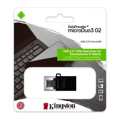 Флеш-накопичувач Kingston USB 3.2 DT microDuo 3.0 G2 2in1 32Gb Флешка з роз'ємом microUSB/USB3.2