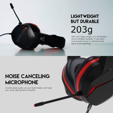 Ігрові навушники з мікрофоном Fantech MARS II HQ54 Wired Gaming Headset For PC Laptop Чорний Червоний