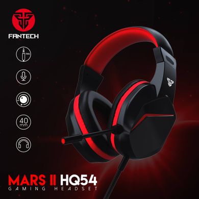 Наушники игровые с микрофоном Fantech MARS II HQ54 Wired Gaming Headset For PC Laptop Черный Красный