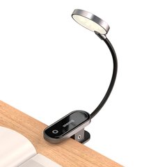 Настільна лампа LED безпровідна універсальна з кліпсою Baseus Comfort Reading Mini Clip Lamp 24Hours, 4000K Dark Grey